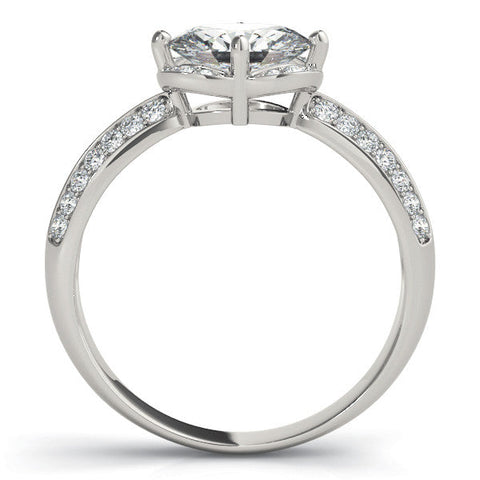 Platinum Oval Halo Diamond Split Shank Ring with Four-Prong Setting
