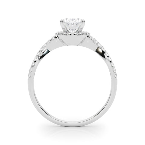 White gold Fancy Pink Oval  Halo Twist Band Solitaire Prong Setting Ring