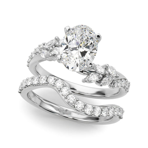 Platinum Oval Solitaire Marquise Twist Band with Six-Prong Setting