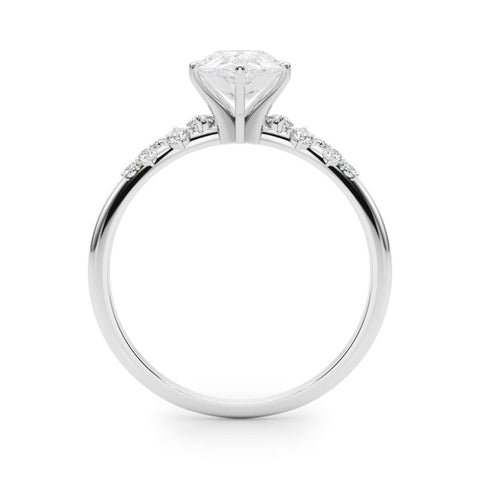 White gold Pear Diamond Cluster Prong-Set Solitaire Ring