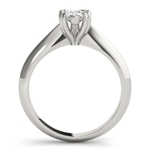 White gold Pear-Shaped Solitaire Diamond Ring with Tapered Band and Six-Prong Setting