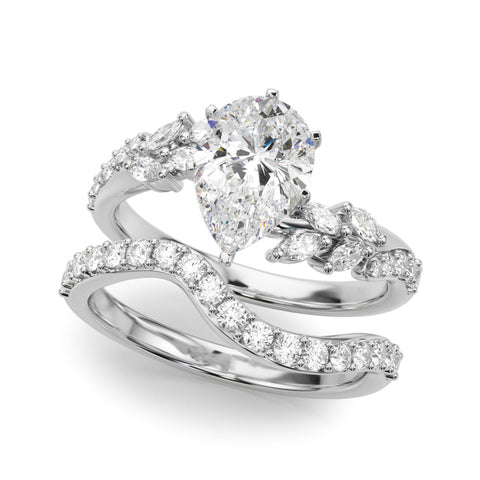 Platinum Pear Solitaire Marquise Twist Band with Six-Prong Setting