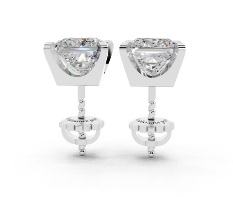 Silver Princess Brilliant Diamond Stud Earrings