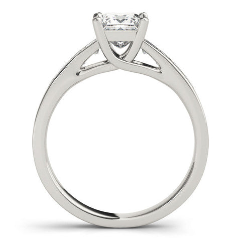White gold Princess Cut Channel Set Diamond Engagement Ring with Four-Prong Setting