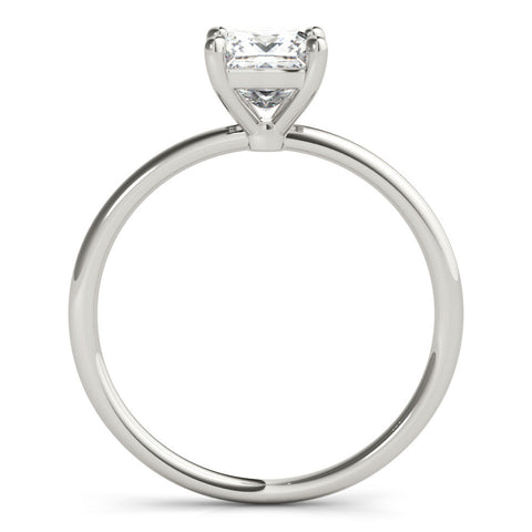 White gold Princess Cut Solitaire Engagement Ring with Thin Band and Four-Prong Setting
