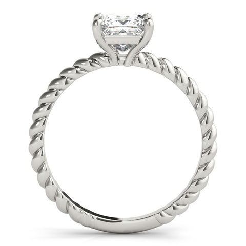 White gold Princess Cut Solitaire Twisted Band Ring with Four-Prong Setting