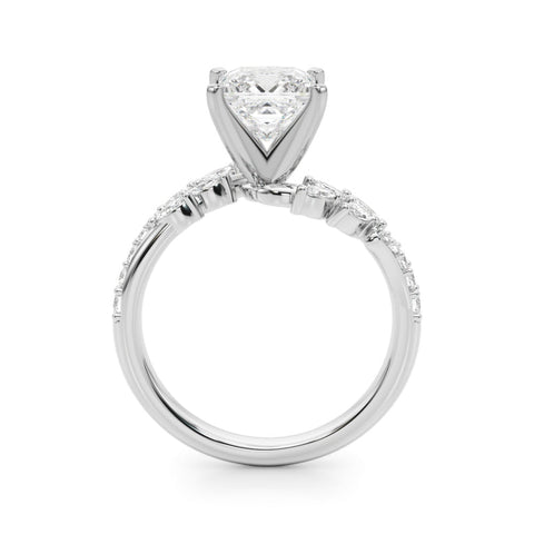 Platinum Princess Solitaire Marquise Twist Band with Six-Prong Setting