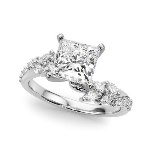 Platinum Princess Solitaire Marquise Twist Band with Six-Prong Setting