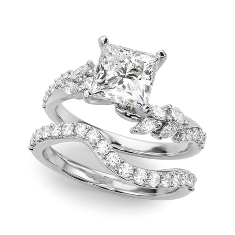Platinum Princess Solitaire Marquise Twist Band with Six-Prong Setting