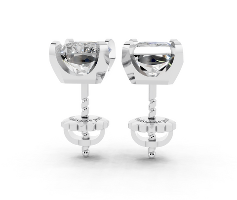 Silver Radiant Brilliant Diamond Stud Earrings