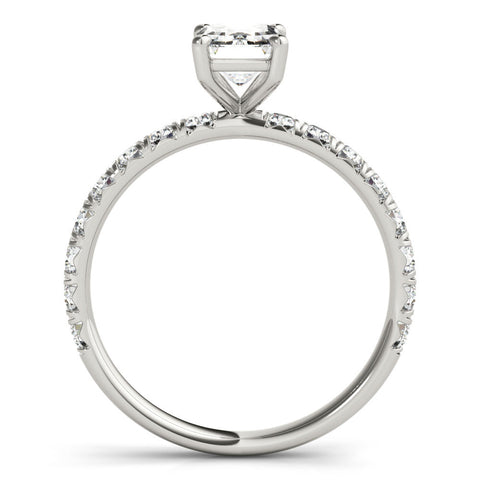 Platinum Radiant Cut Diamond Pavé Band with Four-Prong Setting