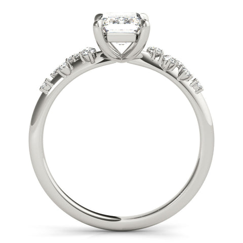 Platinum Emerald Cut Diamond Vine Band with Four-Prong Setting