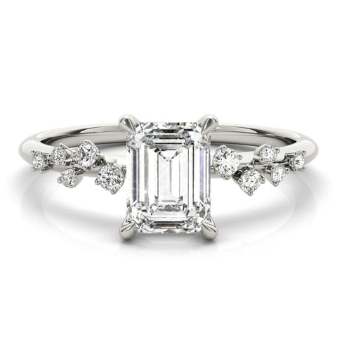 White gold Radiant Cut Diamond Vine Band with Four-Prong Setting
