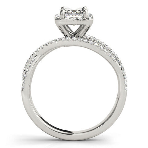 White gold Radiant Cut Halo Split Shank Prong Setting Ring