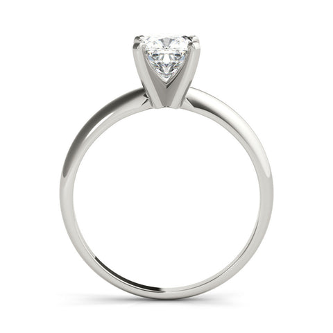 White gold Round Cut Solitaire Engagement Ring with Round Band and Four-Prong Setting