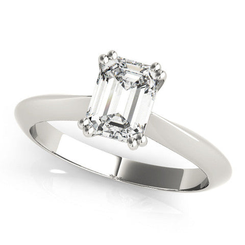 Platinum Radiant Cut Solitaire Engagement Ring with Tapered Band and Four-Prong Setting