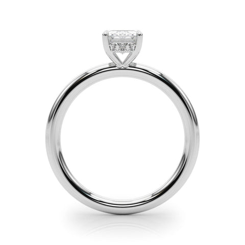 Platinum Radiant Cut Solitaire Ring with Thin Band and Four-Prong Setting