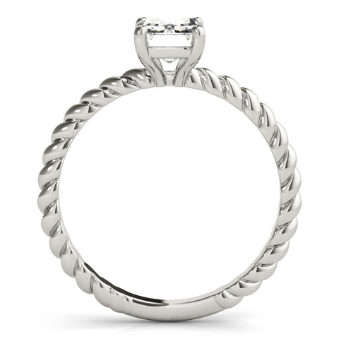 White gold Radiant Cut Solitaire Twisted Band with Four-Prong Setting