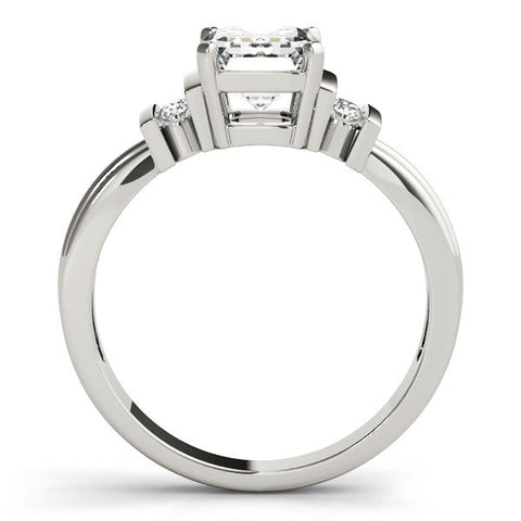 Platinum Radiant Cut Three-Stone Channel Set Ring with Bar Prongs