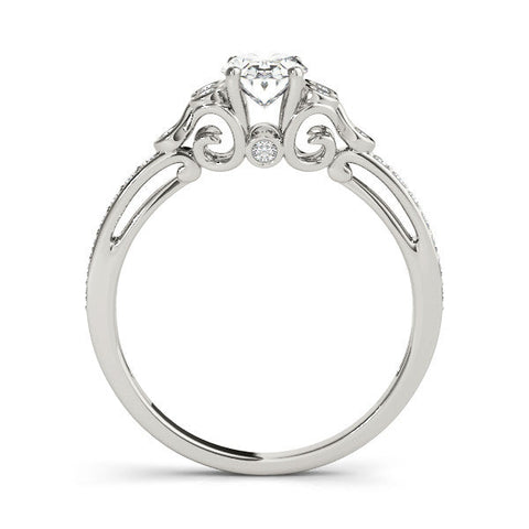 Platinum Oval Diamond Bezel and Prong Setting with Pave Band
