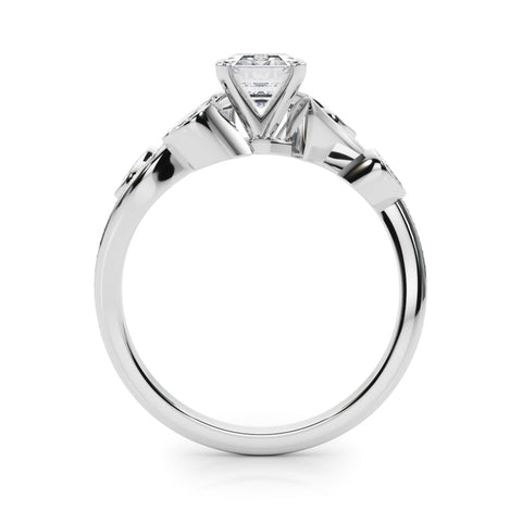 Platinum Emerald Diamond Swirl Band with Prong Setting