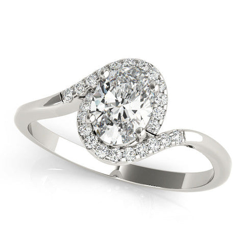 White gold Oval Halo Twist Band with Four-Prong Setting