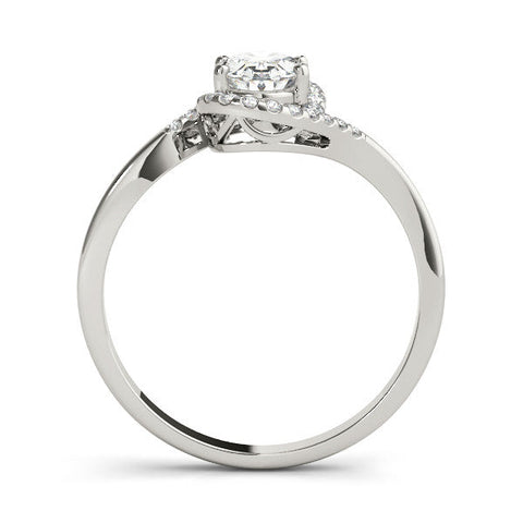 Platinum Oval Halo Twist Band with Four-Prong Setting