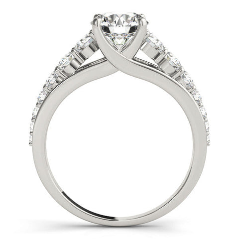 White gold Round Brilliant Diamond Pavé Band with Six-Prong Setting