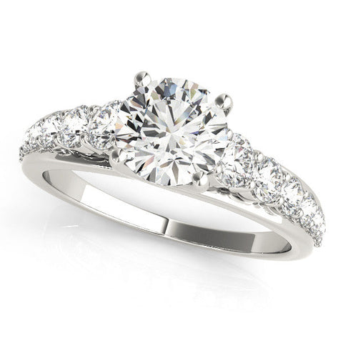 Platinum Round Brilliant Diamond Pavé Band with Six-Prong Setting