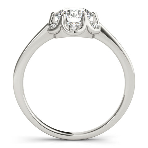 Platinum Round Brilliant Halo Solitaire Ring with Scalloped Prong Setting