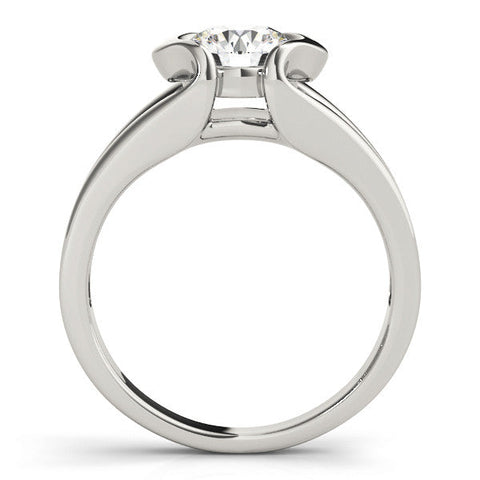 White gold Round Brilliant Solitaire Bezel Set Split Shank Engagement Ring