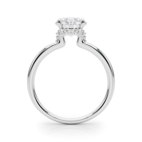 Platinum Round Brilliant Solitaire Engagement Ring with Six-Prong Setting and Classic Band