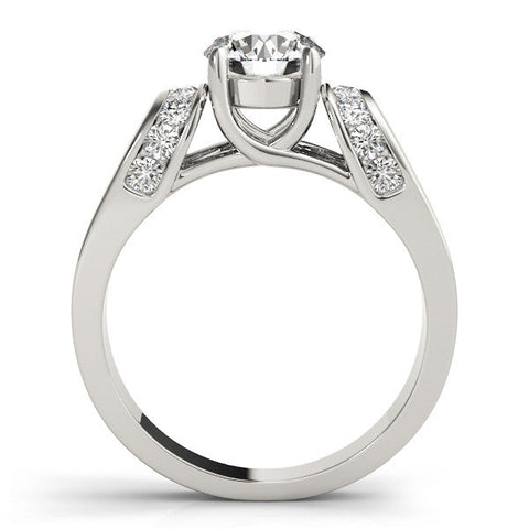 Platinum Round Cut Diamond Channel Set Solitaire Ring with Four-Prong Setting