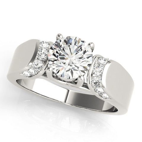 Platinum Round Cut Diamond Channel Set Solitaire Ring with Four-Prong Setting