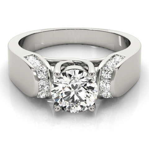 Platinum Round Cut Diamond Channel Set Solitaire Ring with Four-Prong Setting