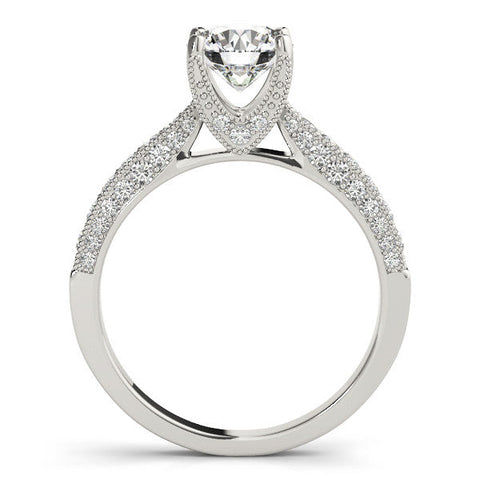 Platinum Round Cut Diamond Pave Band with Four-Prong Setting