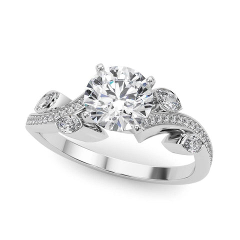 Platinum Round Diamond Swirl Band with Prong Setting