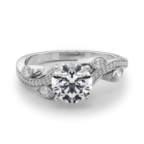 Platinum Round Diamond Swirl Band with Prong Setting
