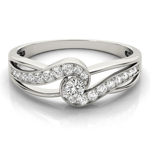 Platinum Round Diamond Twist Band with Pavé Setting