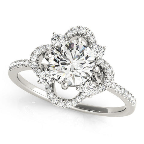 Platinum Round Halo Diamond Infinity Twist Pavé Band Ring with Four-Prong Setting