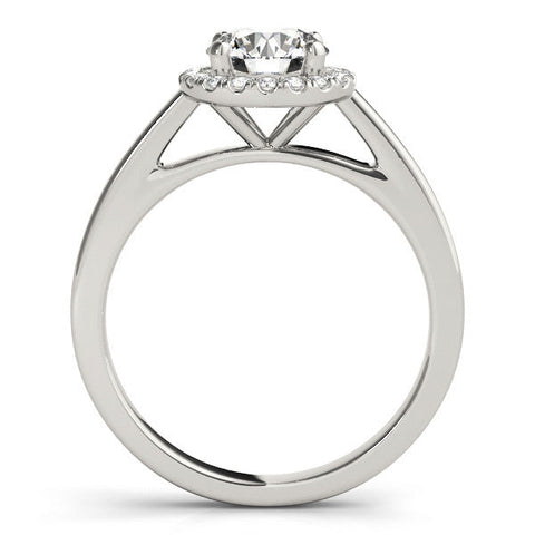 White gold Round Halo Diamond Solitaire Ring with Round Band and Four-Prong Setting