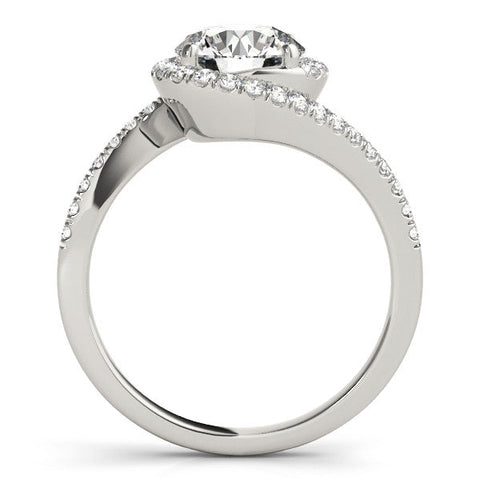 White gold Round Halo Twist Band Solitaire Prong Setting Ring