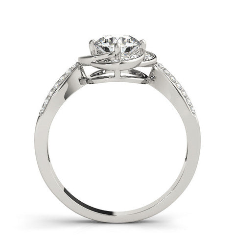 Platinum Round Halo Twist Split Shank Diamond Ring