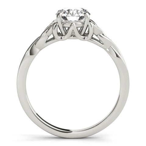 White gold Round Solitaire Celtic Knot Engagement Ring with Four-Prong Setting