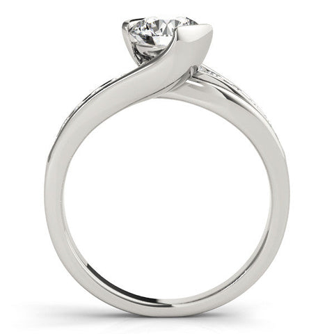White gold Round Solitaire Channel-Set Split Shank Ring with Tension Prong Setting