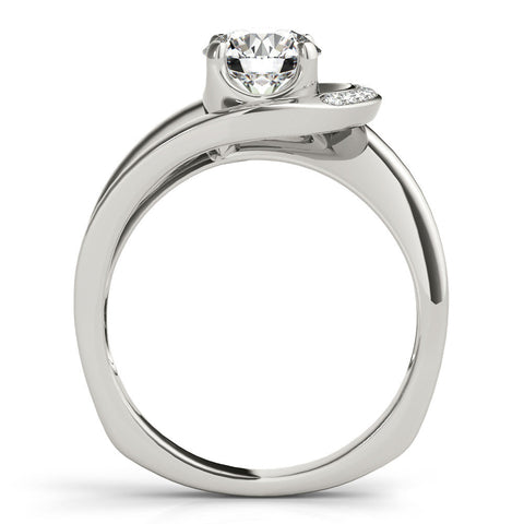 Platinum Round Solitaire Diamond Crossover Band with Four-Prong Setting