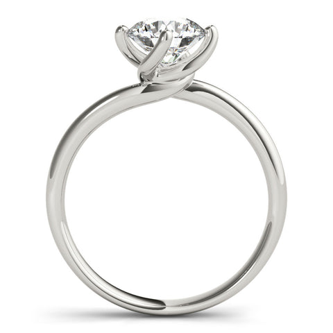 White gold Round Solitaire Diamond Engagement Ring with Four-Prong Setting and Classic Band