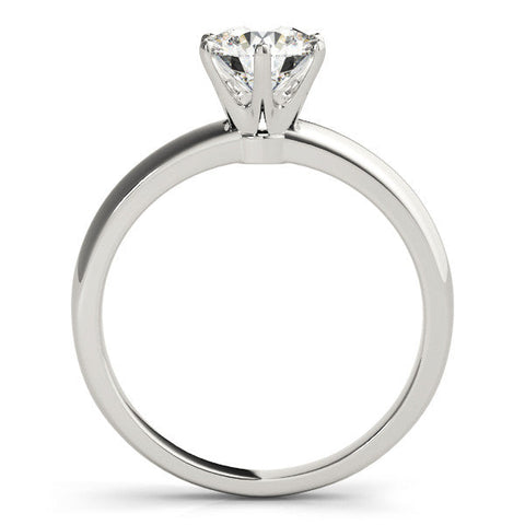 Platinum Round Solitaire Diamond Ring with Six-Prong Setting on a Classic Band