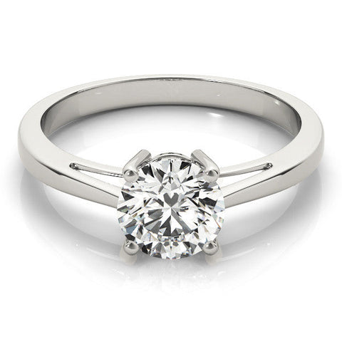 Platinum Round Solitaire Diamond Ring with Split Shank and Four-Prong Setting