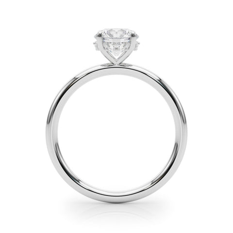 Platinum Round Solitaire Diamond Ring with a Classic Band and Four-Prong Setting